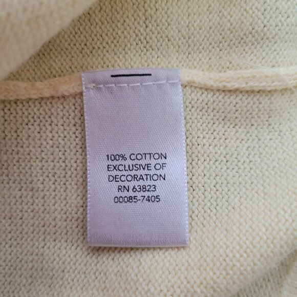 CJ Banks 100% Cotton Button Front Granny Cardigan Sweater, Floral Beaded Bee EUC - Picture 6 of 8